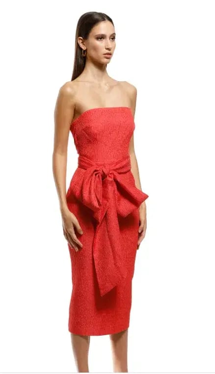 Rebecca Vallance Francesca Tie Midi Dress Red Size 8 photo 3