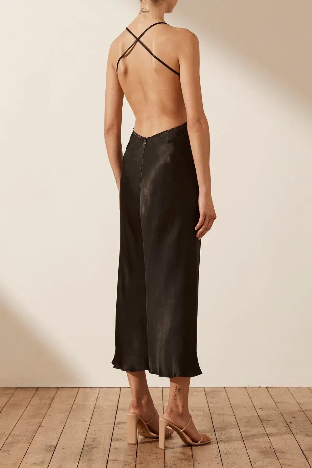 Shona Joy Thalia Bias Cut Out Midi in Black Size 8 photo 3