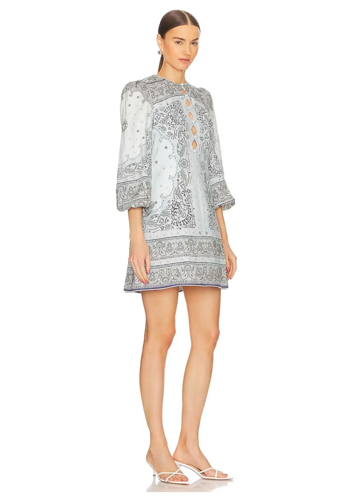 Zimmermann Matchmaker Keyhole Mini Dress Blue Bandana Size 4 / AU 16 photo 2
