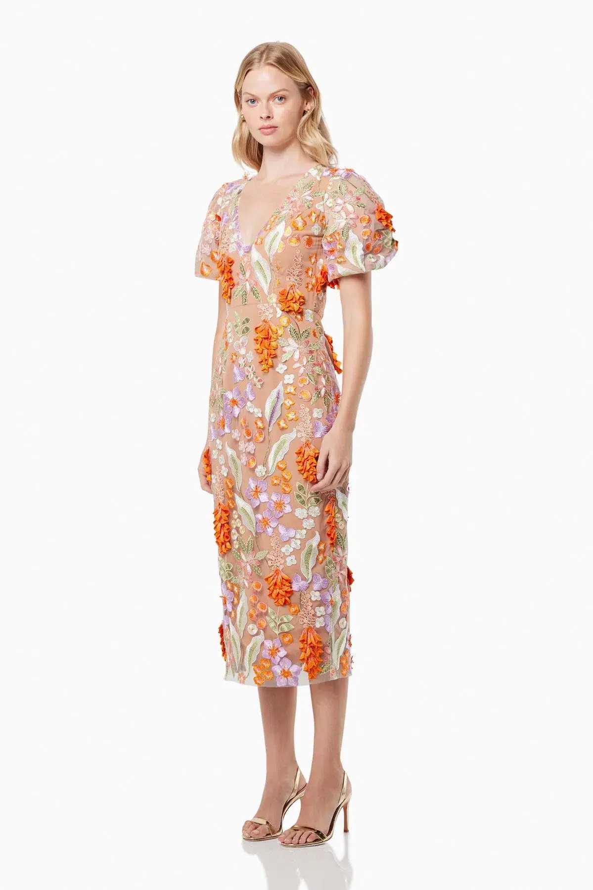 Elliatt Remix 3D Floral Midi Dress Multi Size XL / AU 14 photo 2