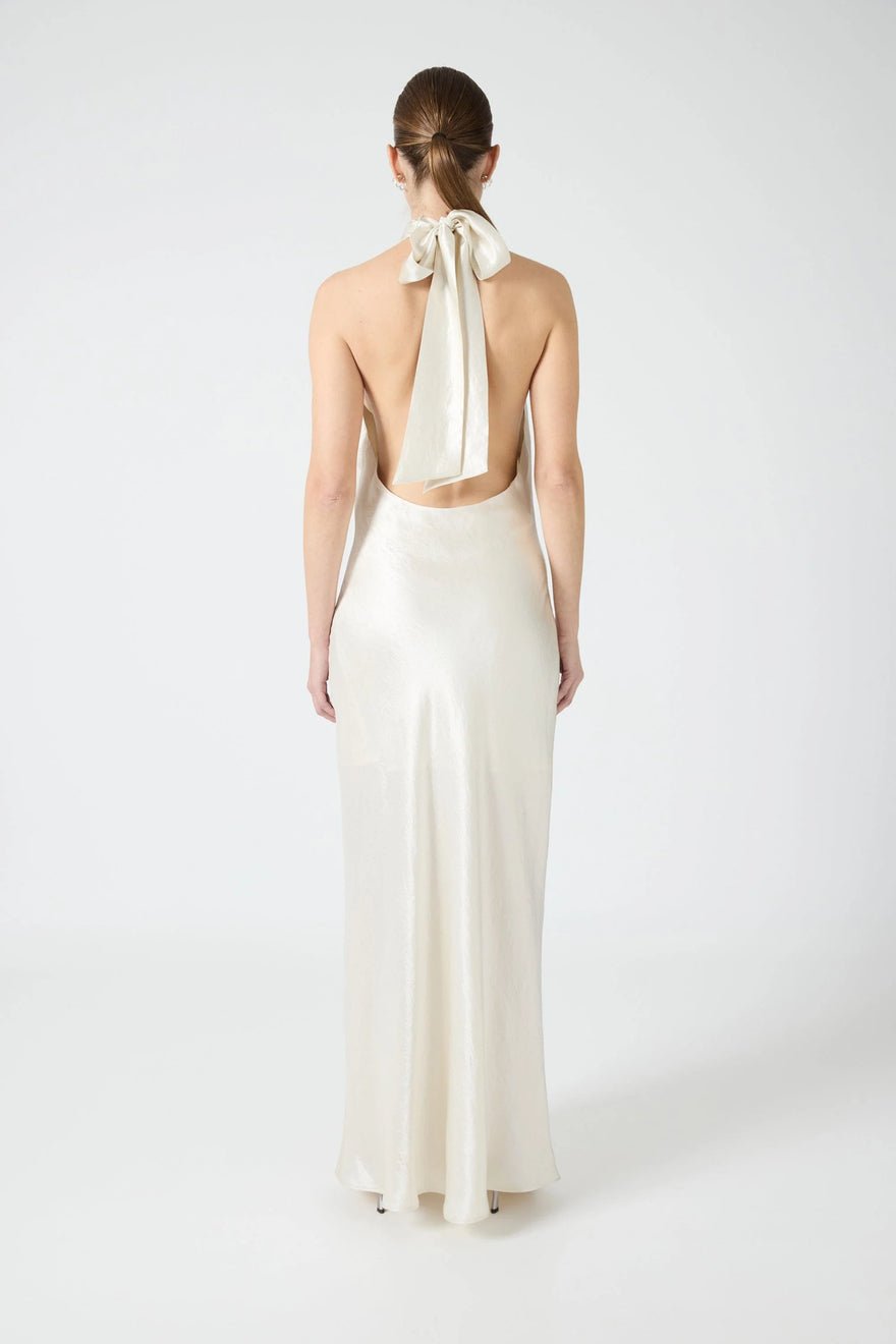 Third Form Crush Wrap Neck Floor Length Dress - Cream photo 4