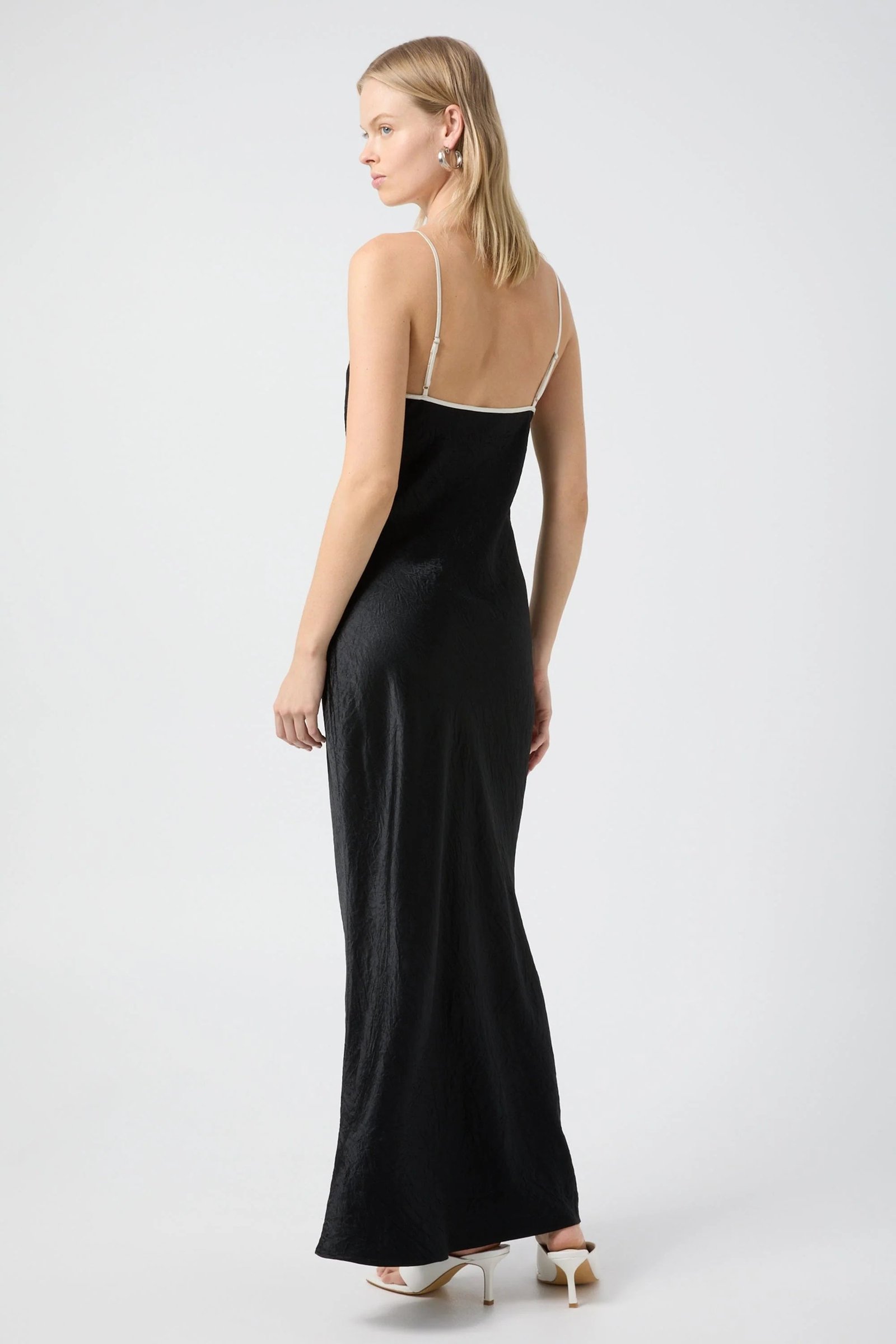 THIRD FORM CRUSH CONTRAST BIND CAMI DRESS - BLACK & CREAM photo 4