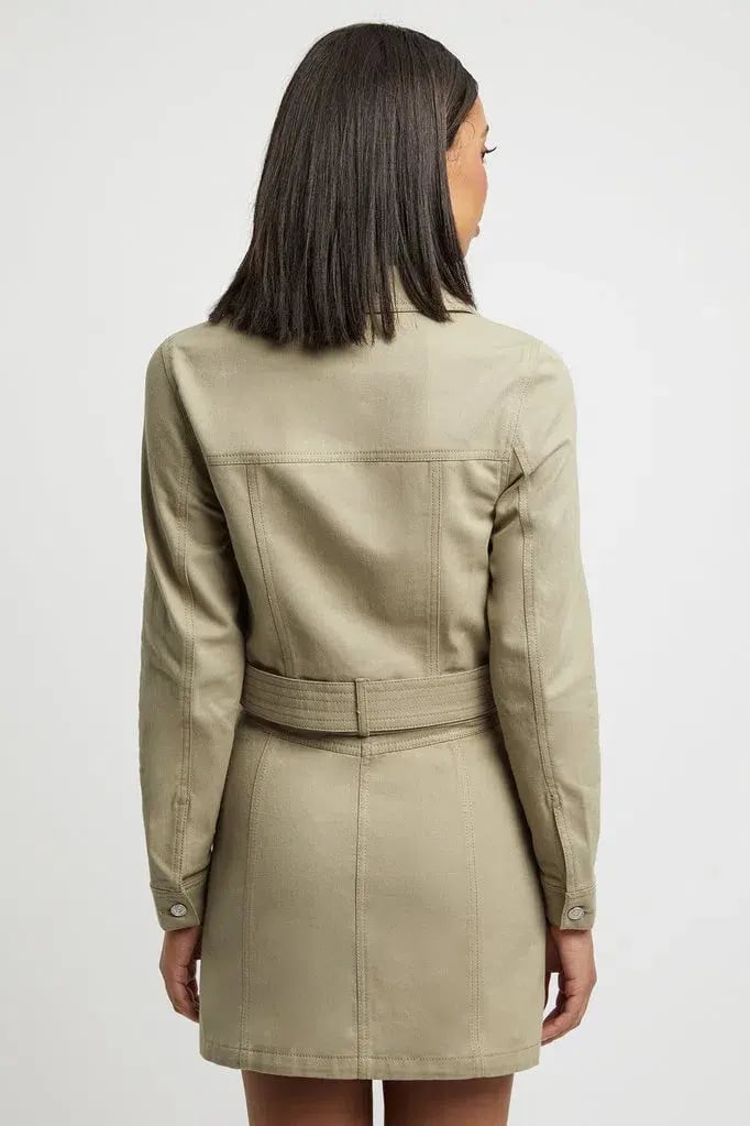 Kookai Dublin Belted D-Ring Jacket in Moss Gray Green Size 10 photo 3
