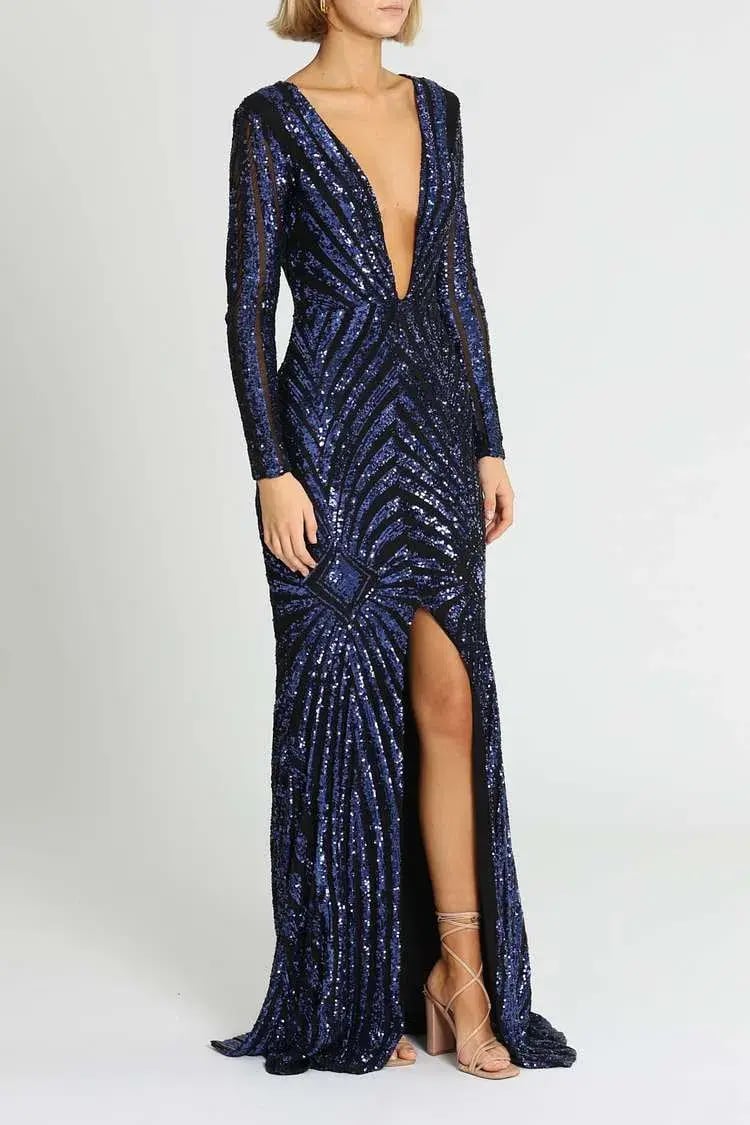 Ae'lkemi  Art Deco Sequin Gown Navy Size 10 photo 2
