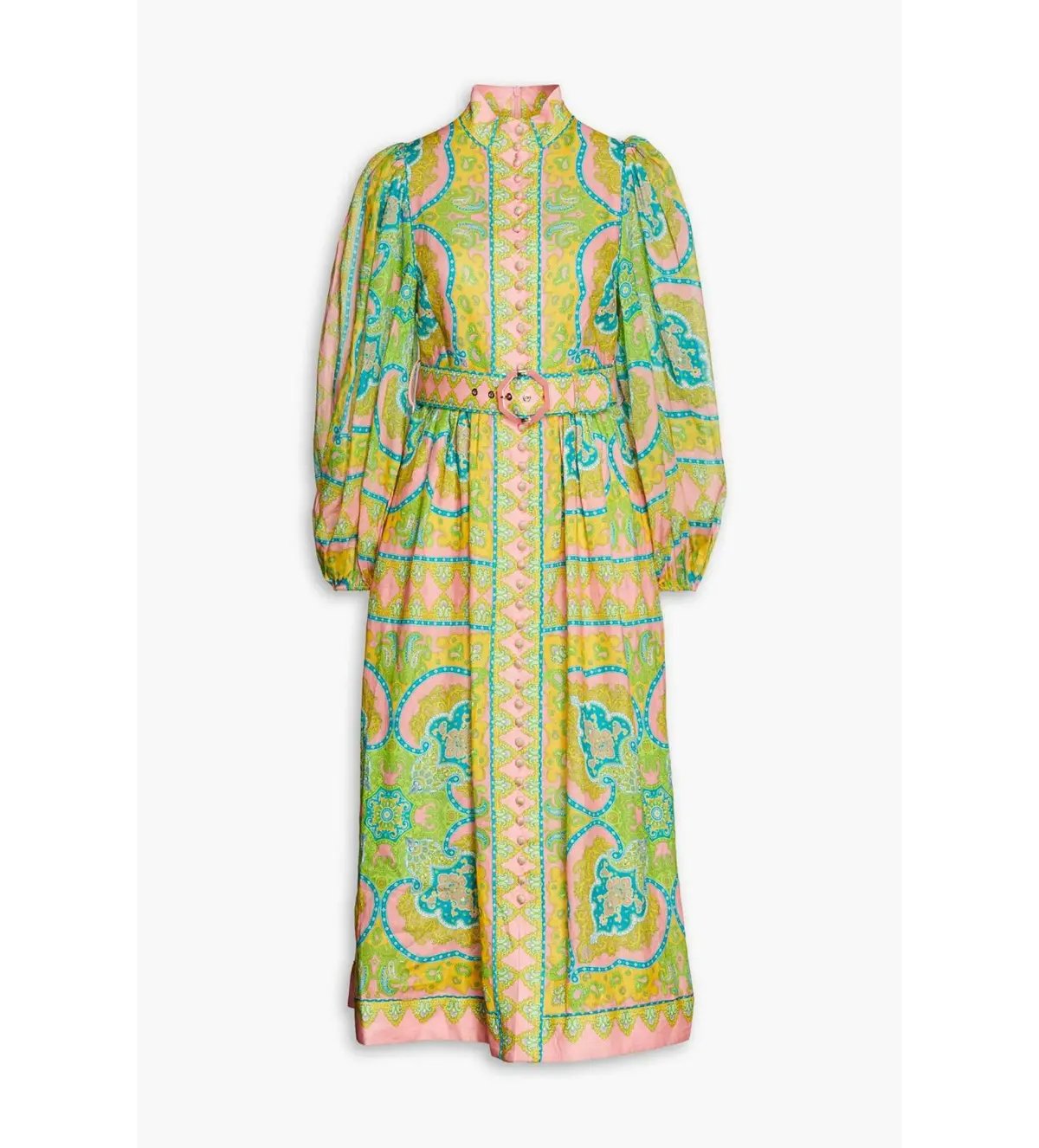 Zimmermann Estelle Midi Dress in Pink/Green Paisley Size 0 / AU 8 photo 4