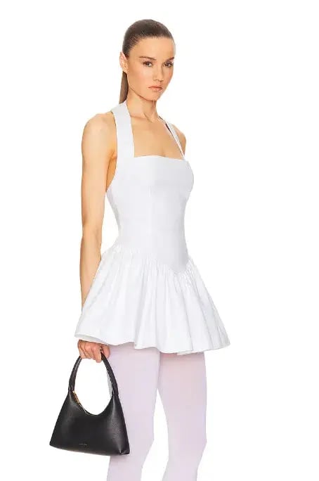 Helsa Faille Halter Mini Dress White Size M / AU 10 photo 2