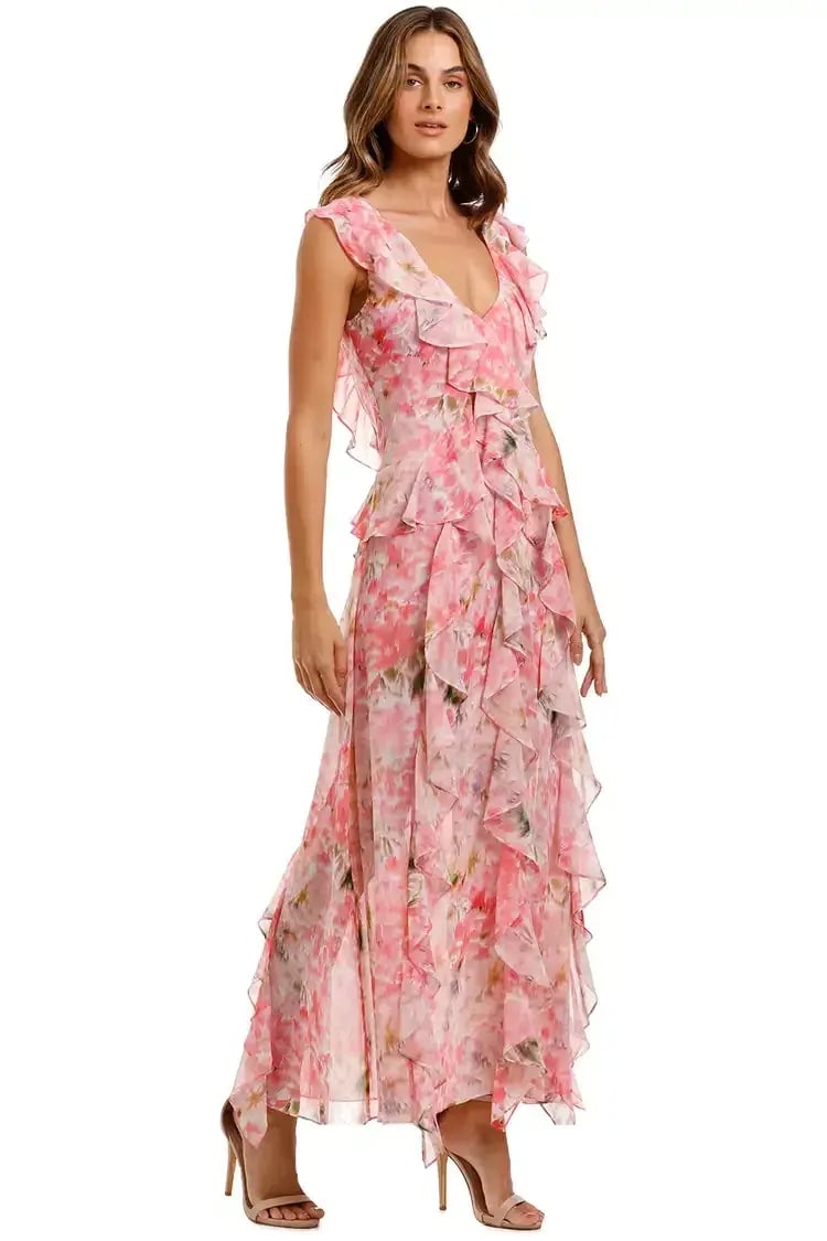 MISA LA Claudita Dress Pink Floral Size AU 8 photo 2