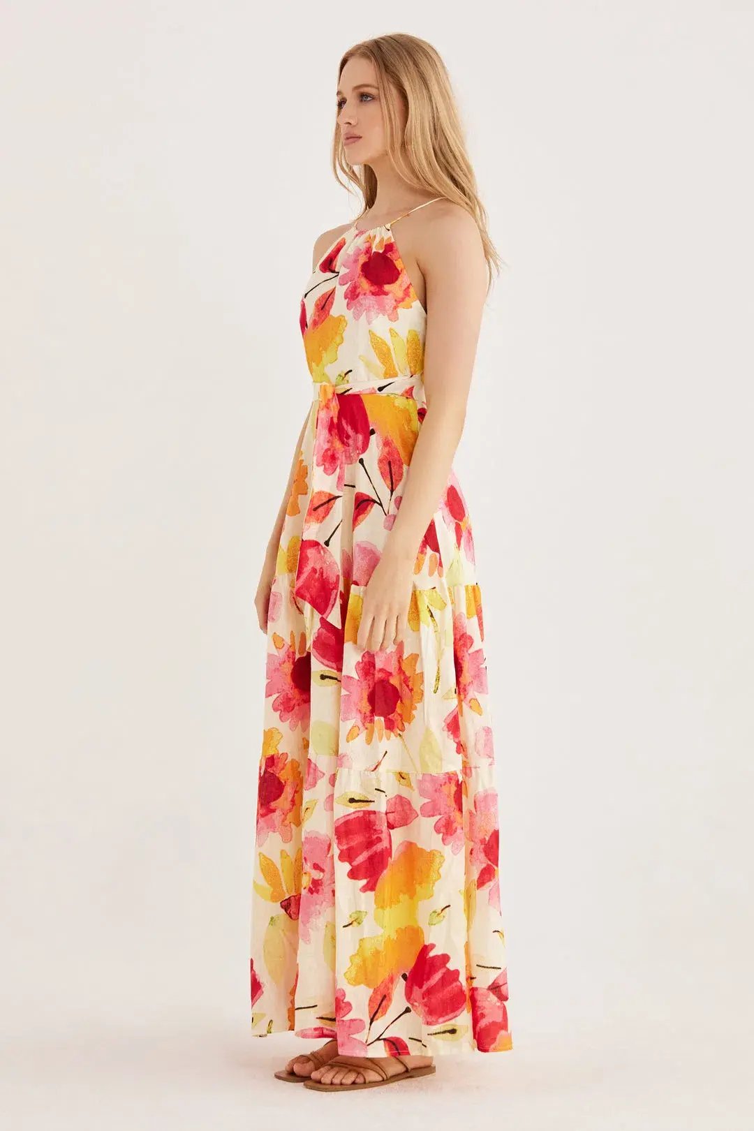 Rumer Sunshine Halter Maxi Dress Floral Size 8 photo 2