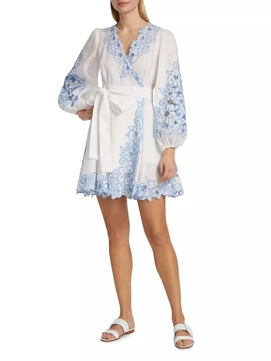 Zimmermann Golden Embroidered Belted Mini Dress photo 4