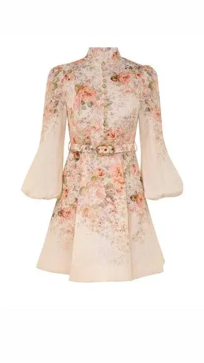 Zimmermann The Illustration Buttoned Mini Dress in Cream Rococo Floral Size 3 / AU 14 photo 5