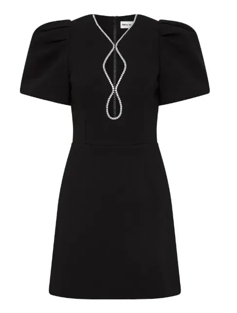 Rebecca Vallance Estella Puff Sleeve Mini Dress Black Size AU 4 photo 5