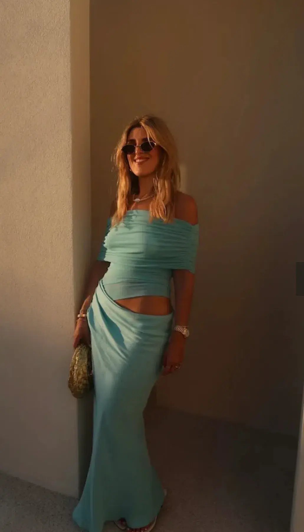 Benni Nico Off Shoulder Maxi Dress Aquamarine Size 10 photo 5
