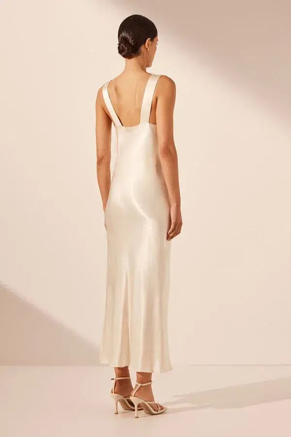 Shona Joy Plunged Midi Dress Cream Size 8 photo 4