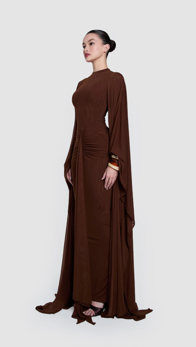 ALUYA MESH DRAPED CAPE BY BBXBRAND BROWN photo 4