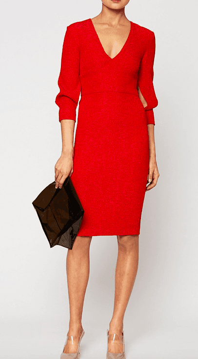 Scanlan Theodore Stretch Reptile Pencil Dress Red Size 10 photo 2