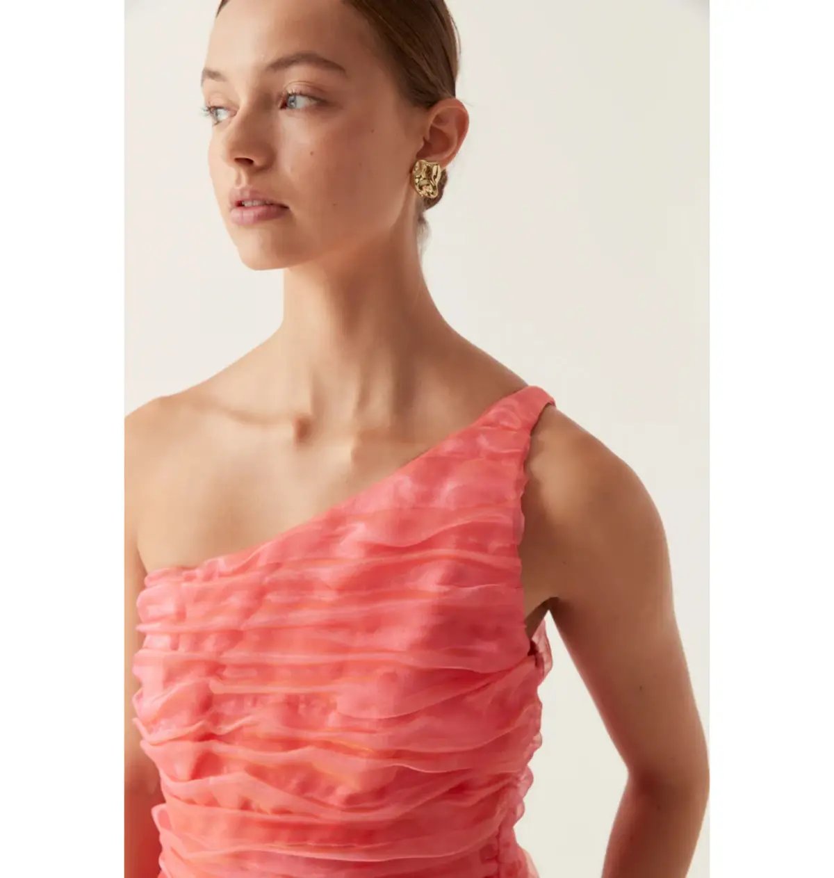 Aje Iridescent Mercury Mini Dress in Coral Size AU 8 photo 3
