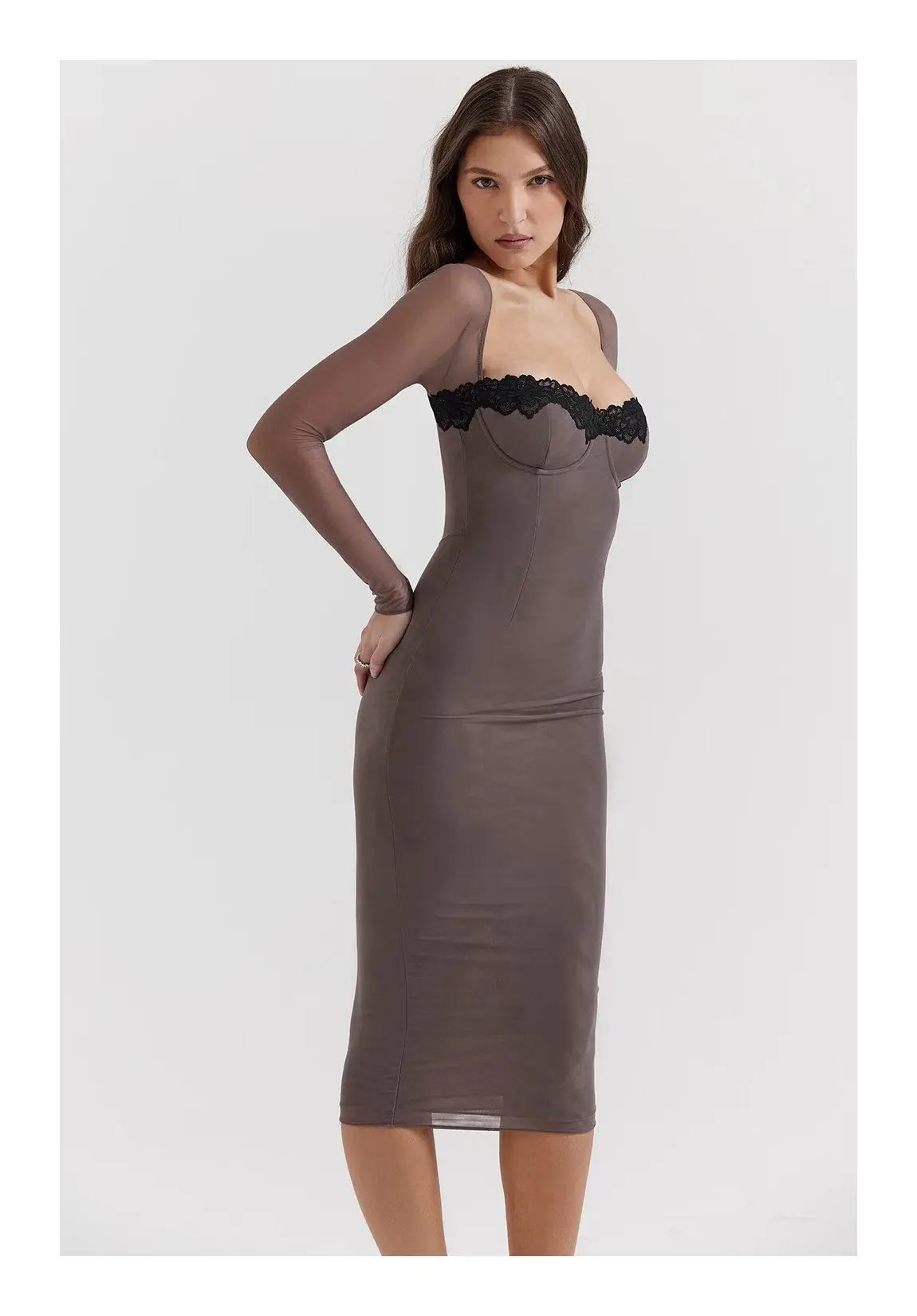 House of CB Seraphina Smoke Corset Dress Brown Size M/ AU 10 photo 2