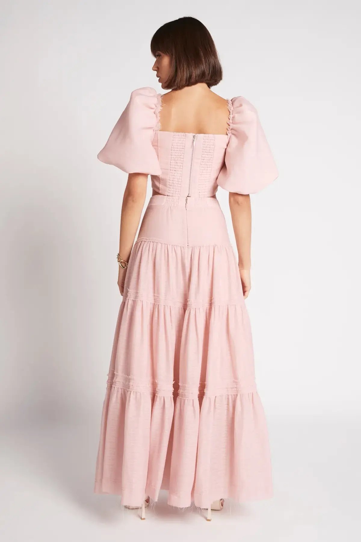 Aje Esme Puff Sleeve Cropped Top and Imprint Maxi Skirt Set Dusty Pink Size 8 photo 3