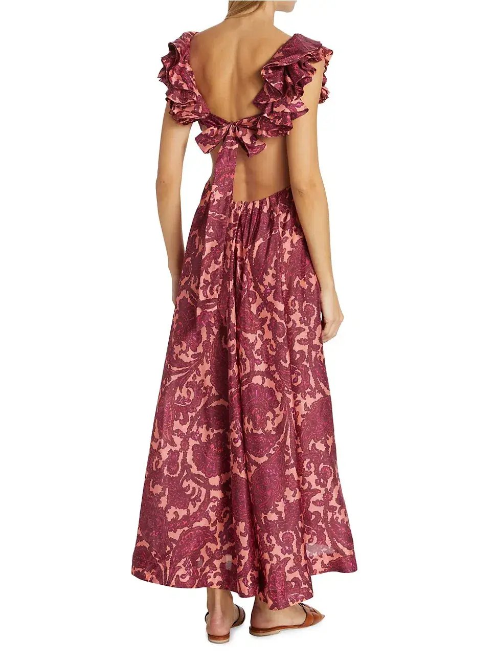 Zimmermann Tiggy Cutout Ruffled Silk Midi Dress Paisley-Print Size 1 / AU 10 photo 2