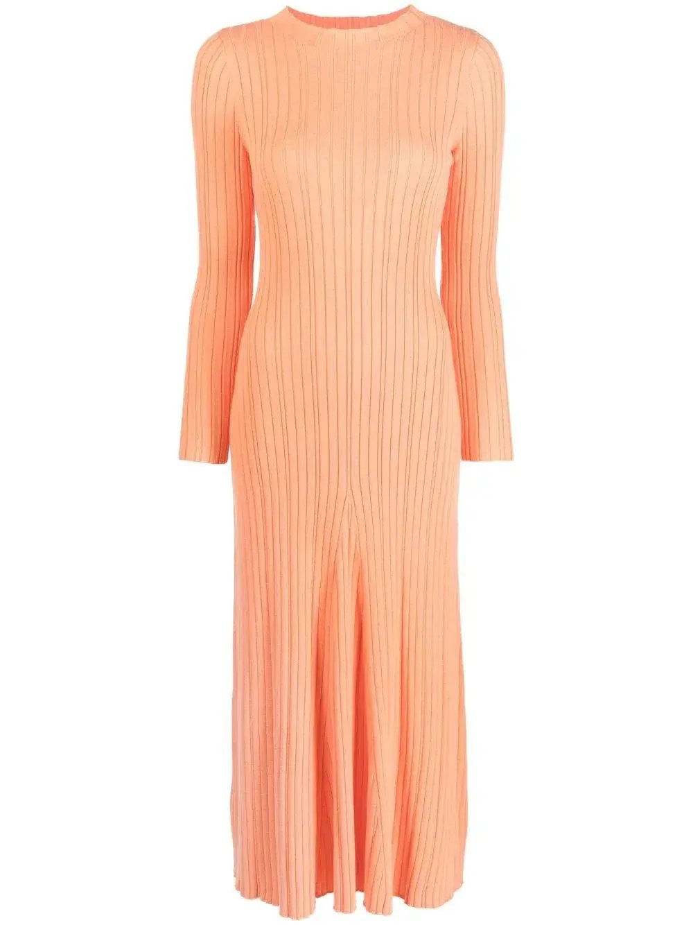 Anna Quan Long Sleeve Ribbed Knit Midi Dress Orange  Size AU 10 photo 4