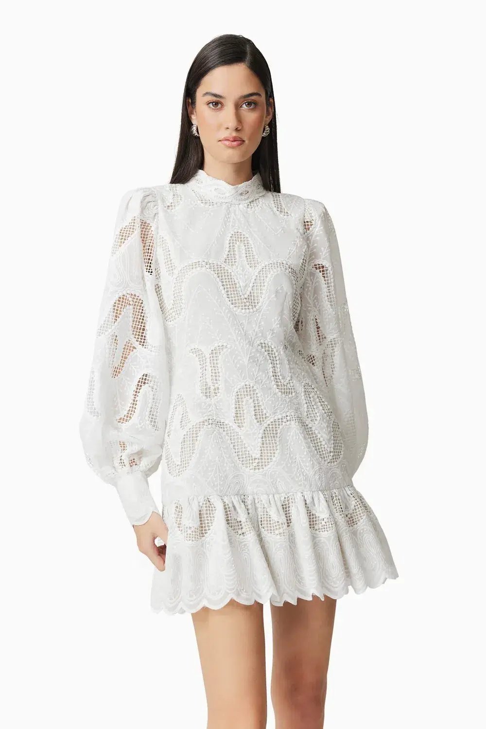 Elliatt Eliza Long Sleeve Mini Dress White Size 14 photo 3
