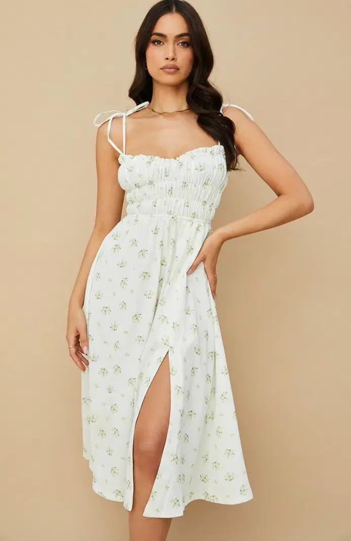 House of CB Christabel Midi Dress Ivory with Yellow & Green Floral Size M / AU 10 photo 2