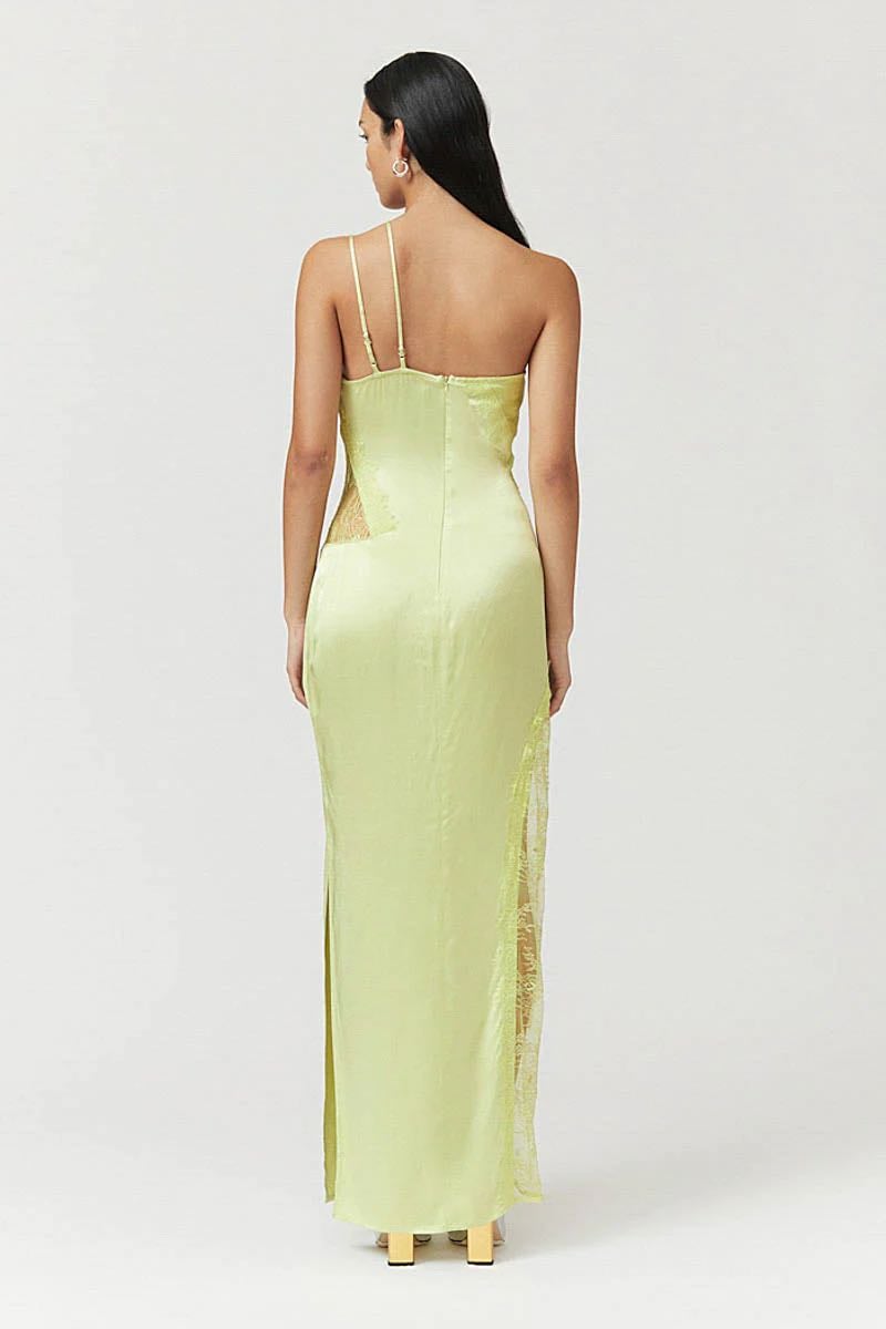 SUBOO NICKY ONE SHOULDER MAXI DRESS - GREEN CELERY photo 2