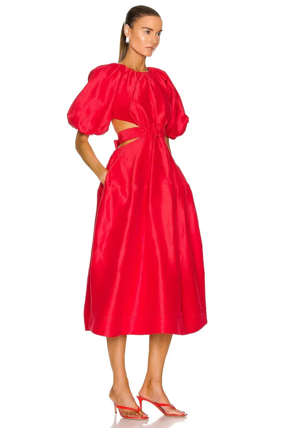Aje Mimosa Cut-out Midi Dress Scarlet Red Size 6 photo 5