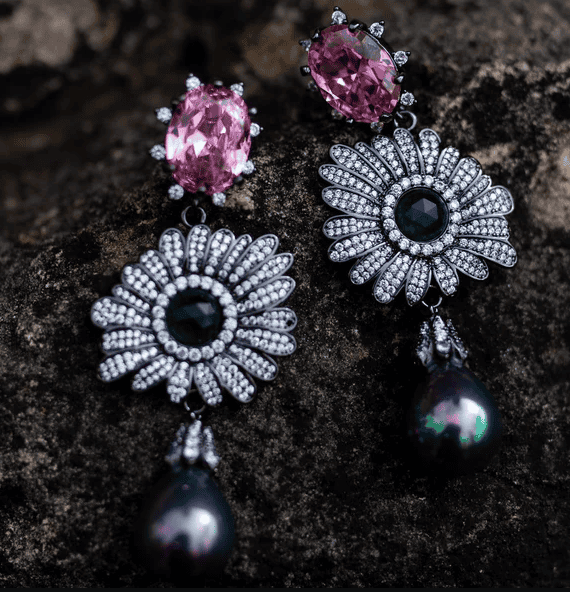 Ashlee Lauren Navi Earrings Pink & Emerald photo 3