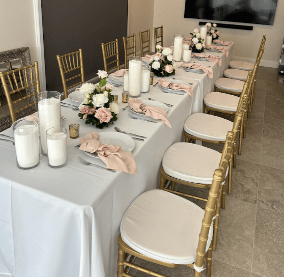 Folding Trestle Table with Floor Length Tablecloth photo 4