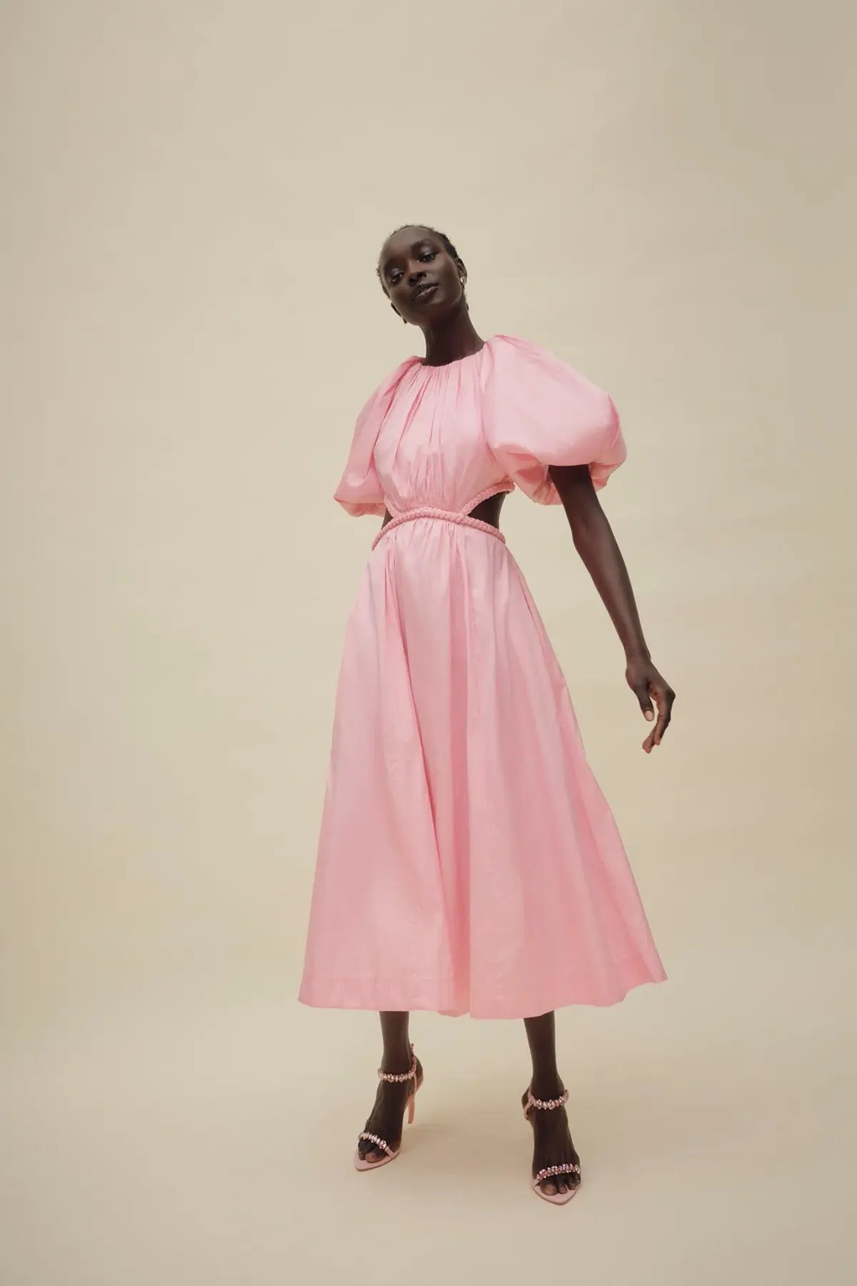 Aje Capucine Puff Sleeve Midi Dress Bon Bon Pink Size 6 photo 7