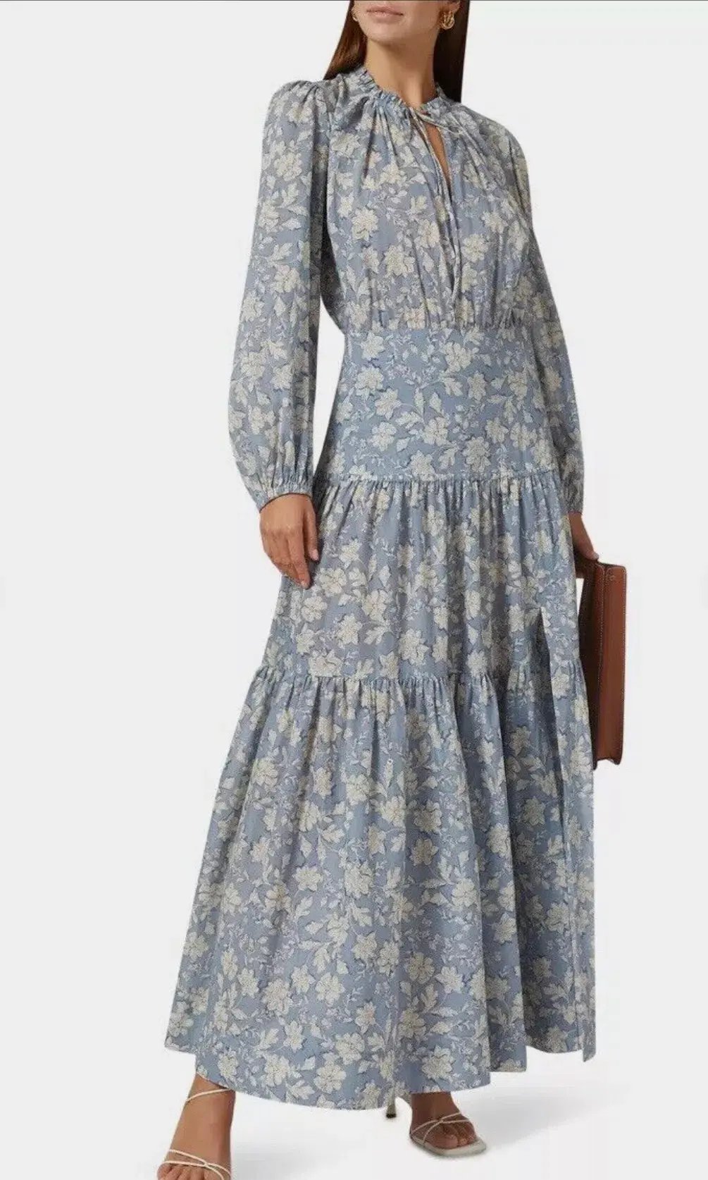 Bec & Bridge Floral Skies Full Bell Sleeve Maxi Dress Blue Size 8 photo 5