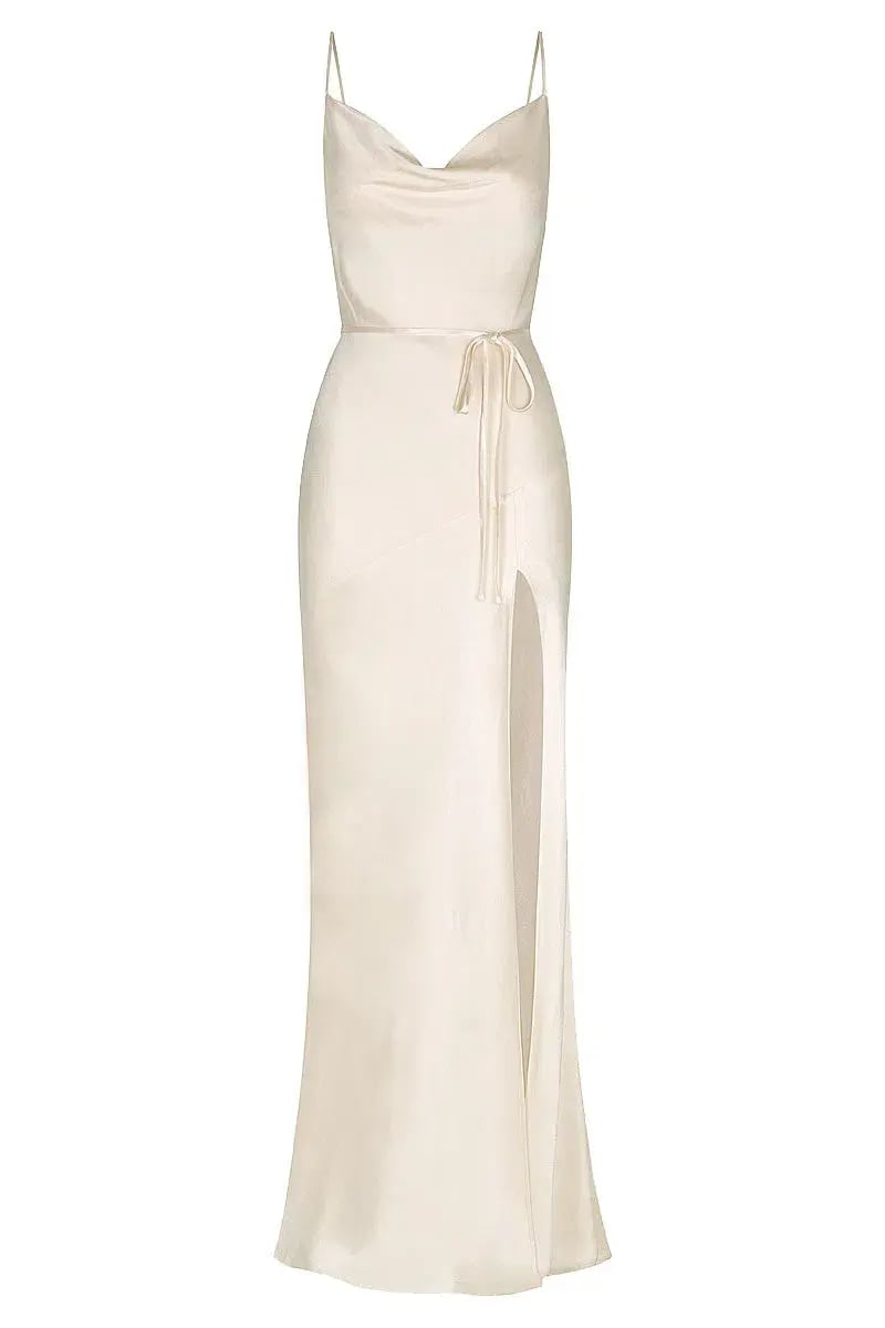 Shona Joy La Lune Bias Cowl Maxi Dress Cream Size 10 photo 3