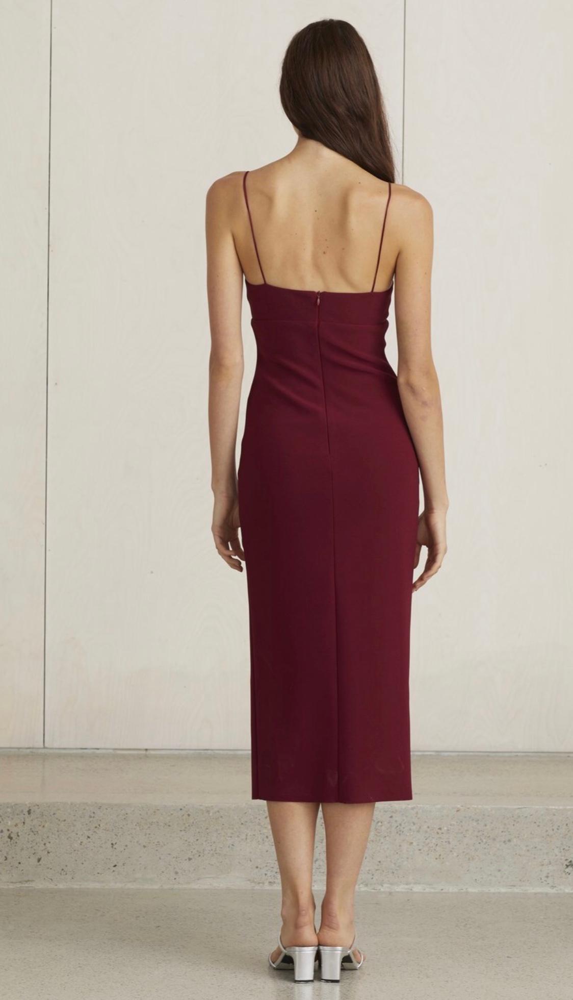 Bec & Bridge - Lea Split Midi dress Burgundy size 10 photo 2