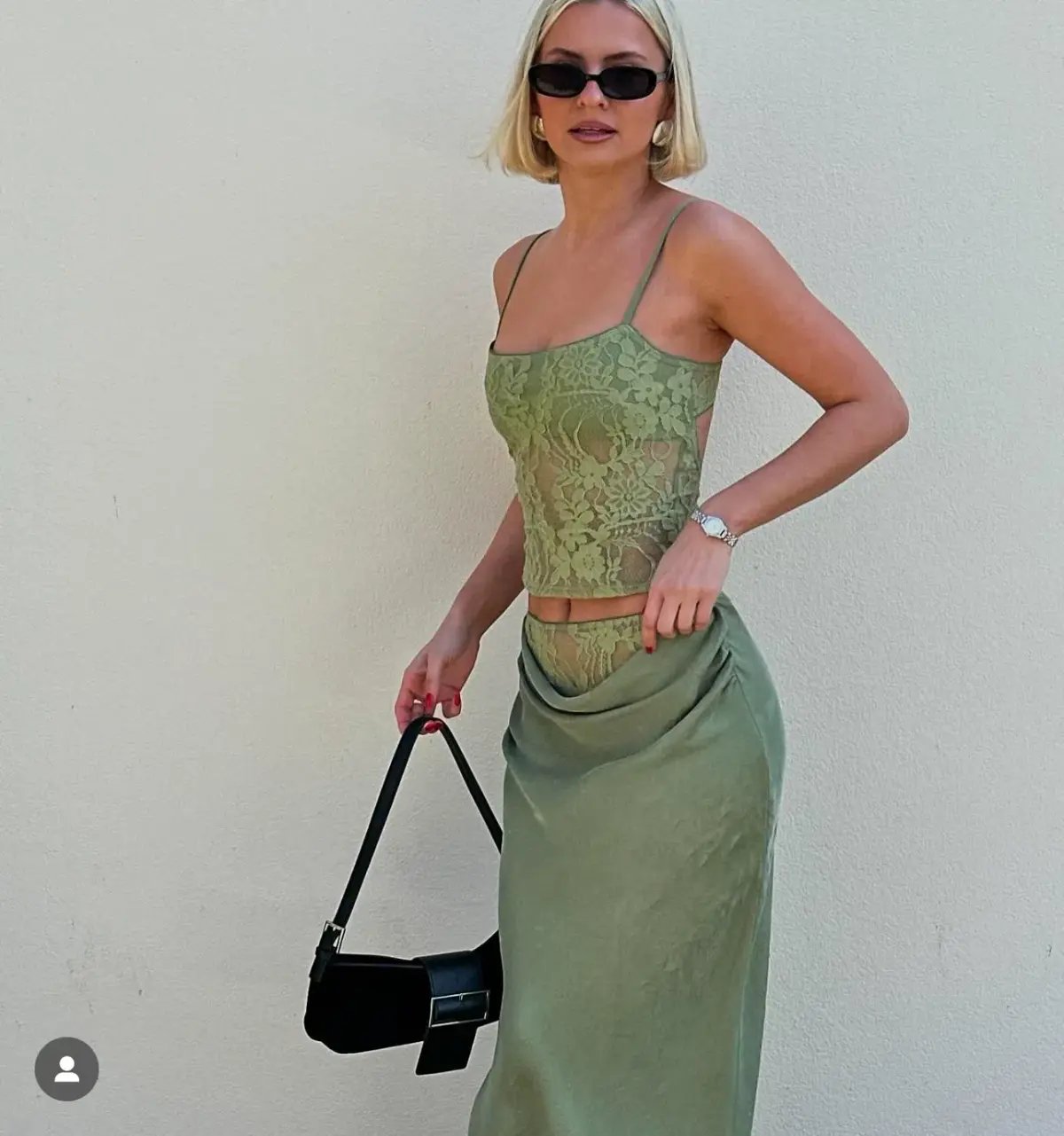 Benni Miko Cami Top and Skirt Set Pear Green Size 8 photo 3