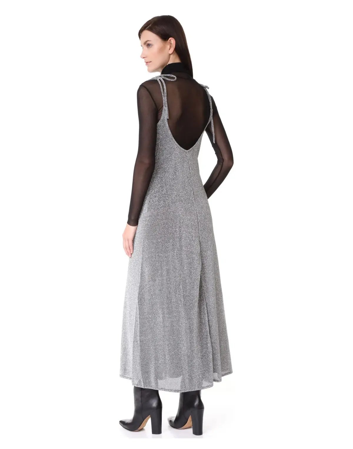 MLM the Label Miami Tie Slip Maxi Dress Silver Size 8 photo 2