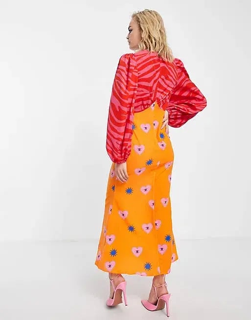 Never Fully Dressed Plus Balloon Sleeve Maxi Dress in Contrast Graphic Print  Size 20 photo 4