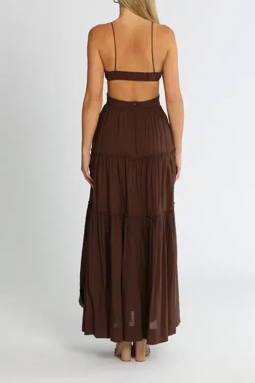 Bec & Bridge Carla V Maxi Dress Brown Size 6 photo 3