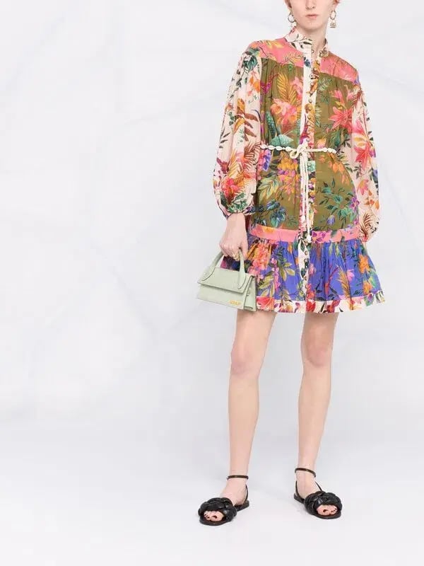 Zimmermann Tropicana Print Belted Mini Dress Multi-colored Size 0 / AU 8 photo 2