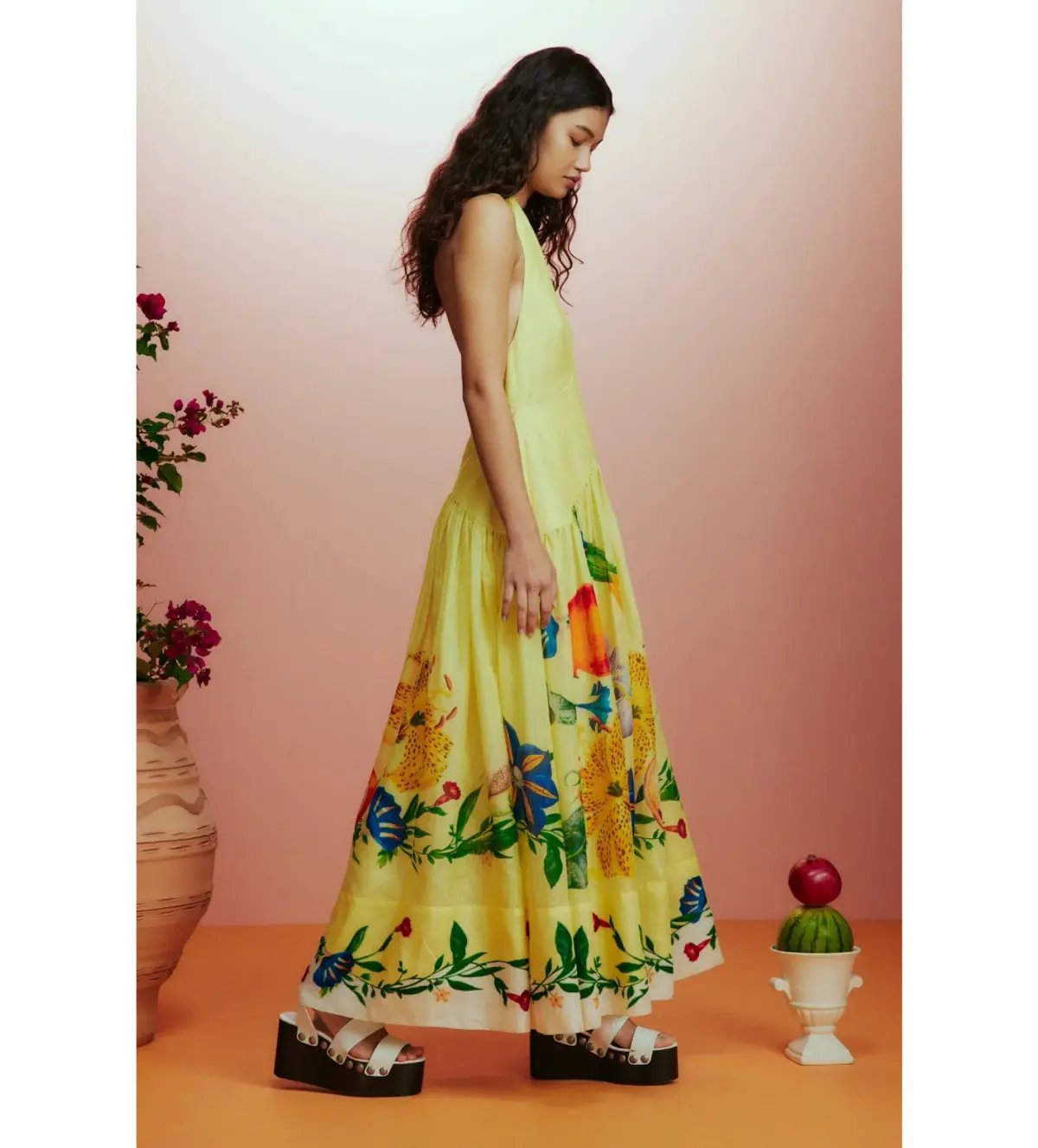 Alemais Dahlia Halter Gown Yellow Size AU 10 photo 2