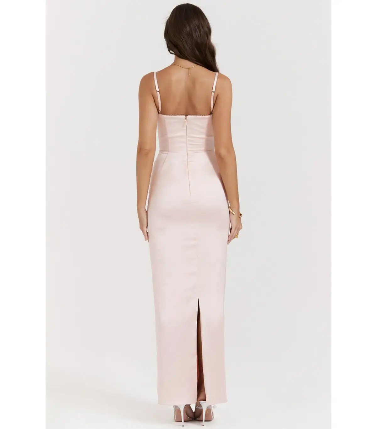 House Of CB Stefania Corset Maxi Dress Soft Peach Size AU 10 photo 3