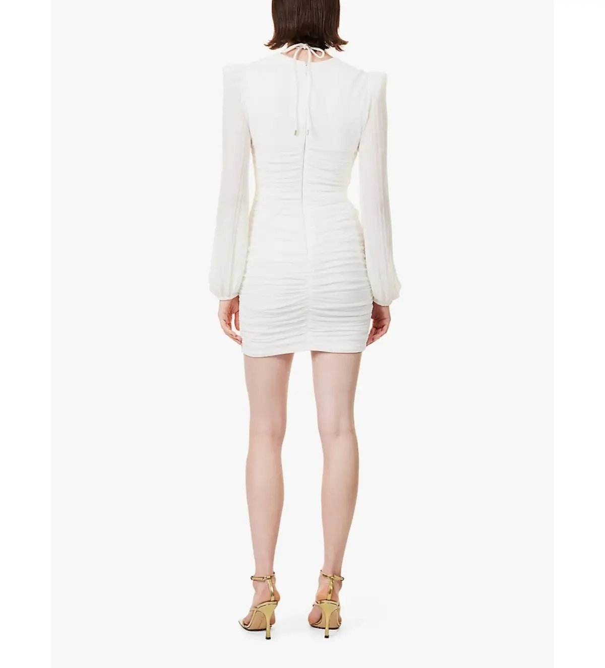 Rebecca Vallance Guinevere Gathered Woven Mini Dress White Size 12 photo 4