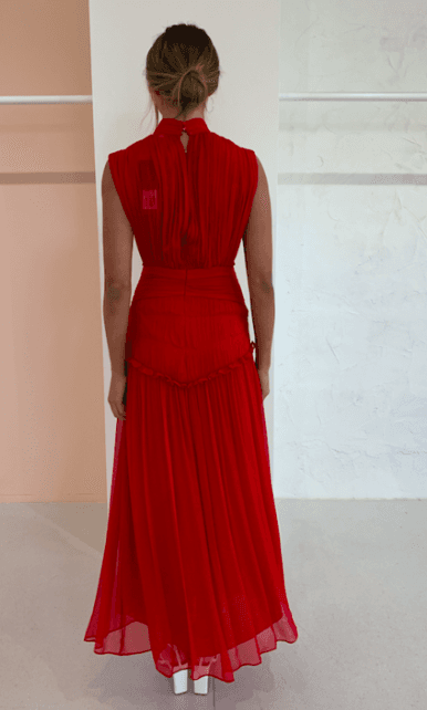 Shona Joy Clemence High Neck Midi Dress Red Size 12 photo 3