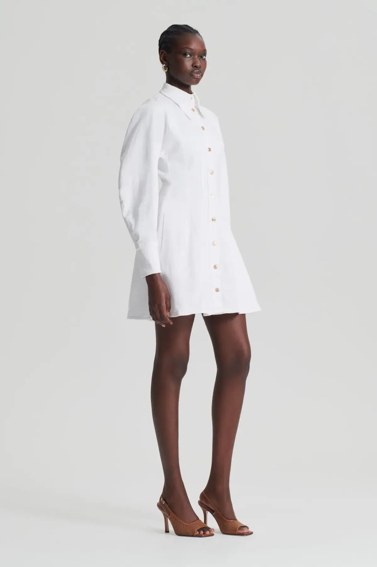 Scanlan Theodore Denim Cocoon Sleeve Mini Dress White Size 12 photo 3
