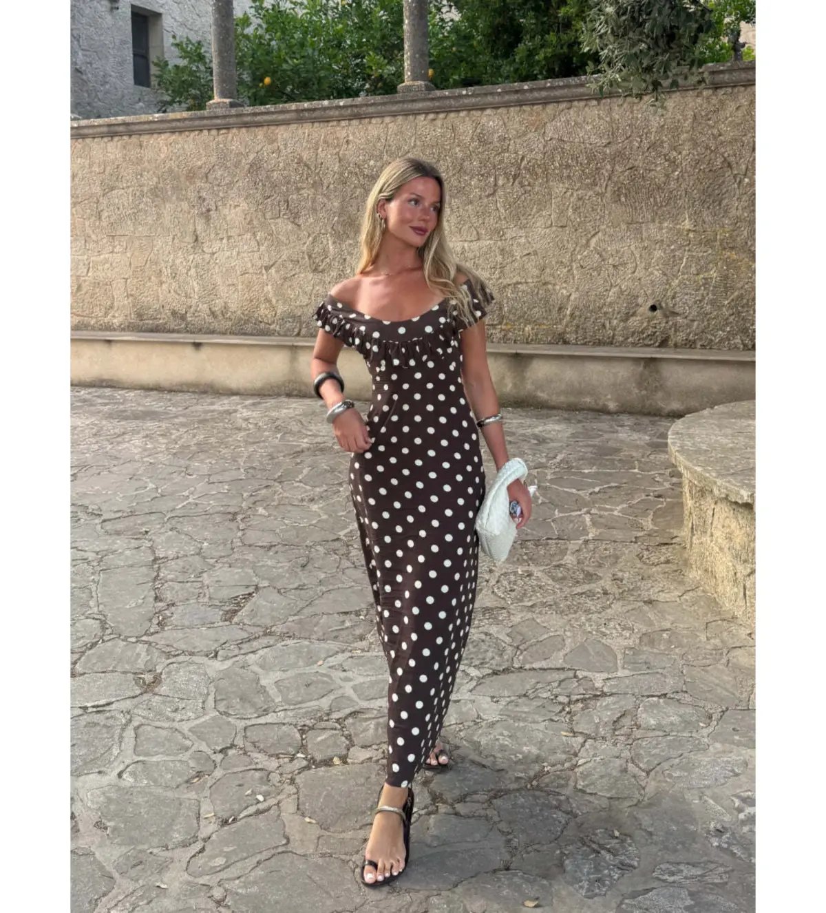 Design by Si Luna Maxi Dress Polka Dots Brown/Yellow Size AU 12 photo 2