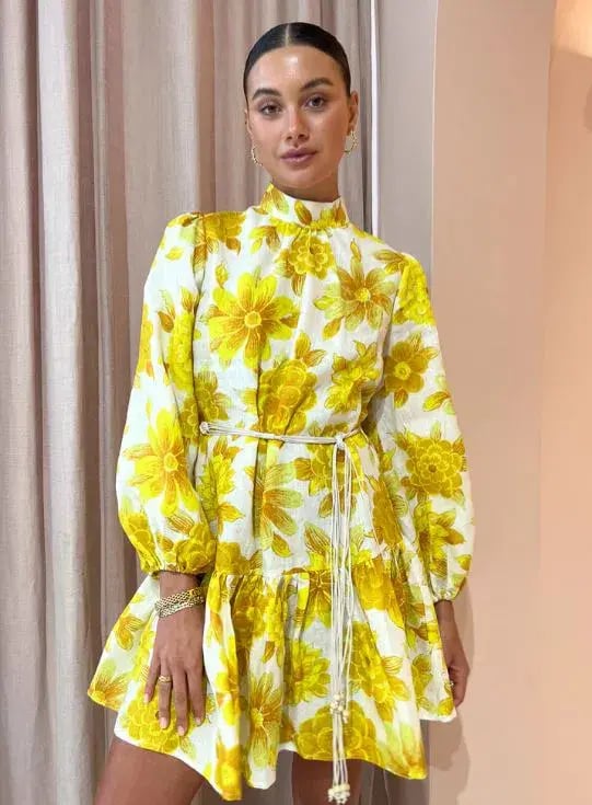 Alemais Sonny Mini Dress Yellow Floral Size 8 photo 2