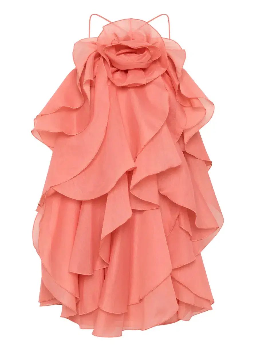 Aje Pandorea Layered Mini Dress Washed Coral Size 6 photo 8