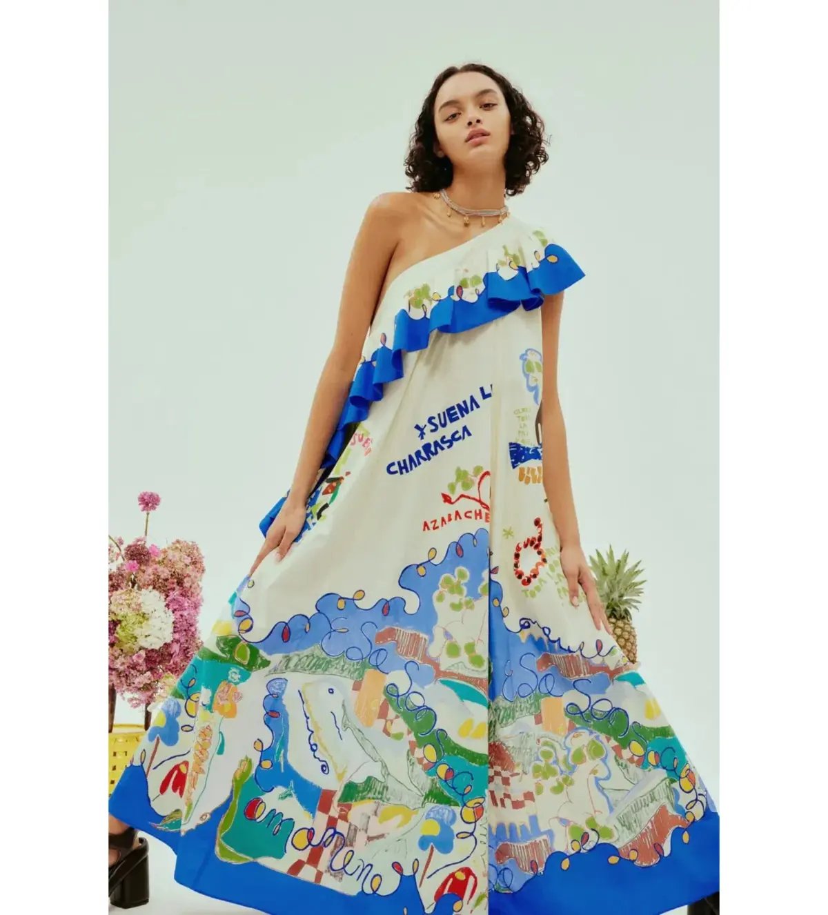 Alemais Nadia One Shoulder Ruffle Maxi Dress Multi Print Size 10 photo 3