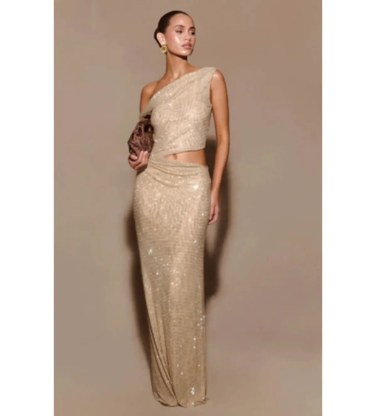Meshki Kenny Diamante Maxi Gown Gold Size 4 photo 2