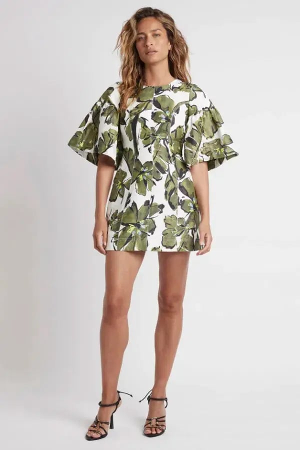 AJE Oasis Cut Out Mini Dress Olive Leaf Size 16 photo 3